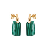 Indigo 14K Yellow Gold Cushion-Cut Malachite Earrings