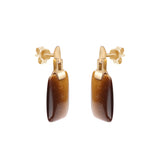 Nancy 14K Yellow Gold Cushion-Cut Tiger Eye Earrings