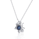 Piper 10K White Gold Pear-Cut Blue Sapphire Pendant