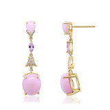 Lily 14K Yellow Gold Oval-cut Peruvian Pink Opal Earrings