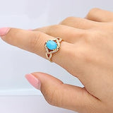 Violet 14K Yellow Gold Round-Cut Arizona Turquoise Ring