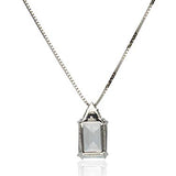 Raelynn 14K White Gold Emerald-Cut Brazilian Aquamarine Pendant