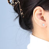 Eleanor 14K White Gold Round-Cut Opal Earring