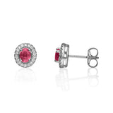 Sara 10K White Gold Oval-Cut Mozambique Ruby Earring