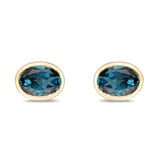 Wren 10K Yellow Gold Oval-Cut Brazilian London Blue Topaz Earrings