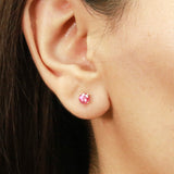 Penelope 14K Yellow Gold Round-Cut Pink Tourmaline Earring