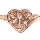 Jenny 10K Rose Gold Heart-Shaped  Morganite Ring with White Diamond Halo