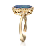 Cosmic Dawn Duplet Opal & Diamond Ring