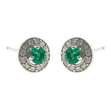Anna 10K White Gold Round-Cut Zambian Emerald Earring