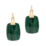 Indigo 14K Yellow Gold Cushion-Cut Malachite Earrings