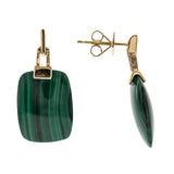 Indigo 14K Yellow Gold Cushion-Cut Malachite Earrings