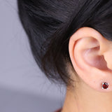 Evelyn 10K White Gold Round-Cut Garnet Earring