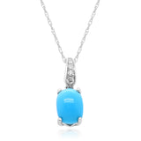 Adelina 10K White Gold Cushion-Cab Arizona Turquoise Pendant