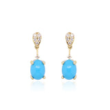 Paisley 10K Yellow Gold Oval-Cut Turquoise Earring
