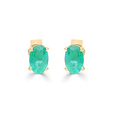 Antonella 14K Yellow Gold Oval-Cut Natural Zambian Emerald Earrings
