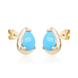 Lillian 10K Yellow Gold Pear-Cut Turquoise Earring
