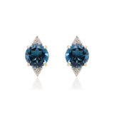 Gabriel 10K Yellow Gold Round-Cut Brazilian London Blue Topaz Earrings