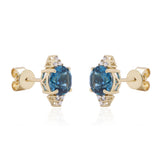 Gabriel 10K Yellow Gold Round-Cut Brazilian London Blue Topaz Earrings