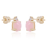Oaklynn 10K Yellow Gold Oval-Cut Peruvian Pink Opal Earrings