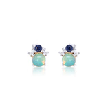 Alexander 10K White Gold Round-Cut Natural African Opal Earring
