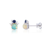 Alexander 10K White Gold Round-Cut Natural African Opal Earring