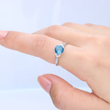 Elise 10K White Gold Round-Cut Brazilian London Blue Topaz Ring