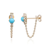 Zoie 10K Yellow Gold Round-Cut Arizona Turquoise Earrings