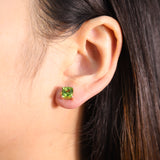 Chloe 14K Yellow Gold Cushion-Cut Manchurian Peridot Earring