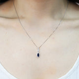 Valeria 10K White Gold Marquise-Cut Blue Sapphire Pendant