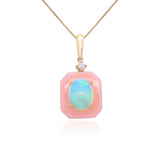 Ethiopian Opal and Pink Opal Halo Pendant
