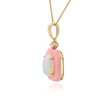 Ethiopian Opal and Pink Opal Halo Pendant