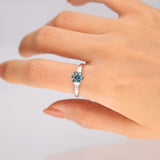 Charley 10K White Gold Round Cut Blue Diamond Ring