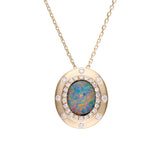 Stellar Halo Duplet Opal & Diamond Pendant