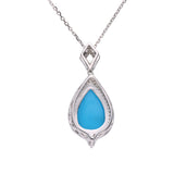 Brielle 14K White Gold Pear-Cab Arizona Turquoise Pendant