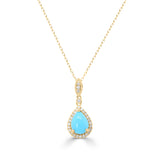 Magnolia 14K Yellow Gold Pear-Cab Arizona Turquoise Pendant