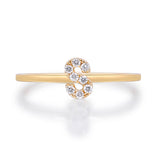 S Initial 14K Yellow Gold Round-Cut White Diamond Ring