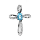 Juliette 10K White Gold Oval-Cut Swiss Blue Topaz Pendant