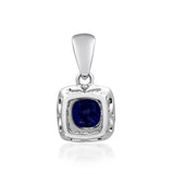 Oaklynn 10K White Gold Cushion-Cut Blue Sapphire Pendant