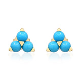 Natalia 10K Yellow Gold Round-Cut Arizona Turquoise Earring