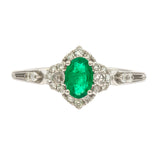 Penelope 10K White Gold Oval-Cut Emerald Ring