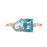 Mary 10K Rose Gold Pear-Cut Swiss Blue Topaz Ring