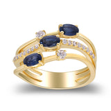 Leah 14K Yellow Gold Oval-Cut Blue Sapphire Ring