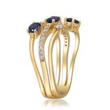 Leah 14K Yellow Gold Oval-Cut Blue Sapphire Ring