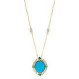 Sloane 14K Yellow Gold Oval-Cut Turquoise Pendant