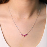 Phoebe 10K White Gold Pear-Cut Mozambique Ruby Necklace