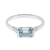Alina 10K White Gold Emerald-Cut Aquamarine Ring