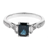 Brielle 14K White Gold Emerald-Cut Blue Sapphire Ring