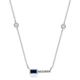 Naomi 14K White Gold Baguette-Cut Blue Sapphire Necklace