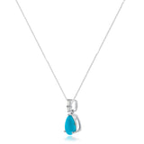 Emmie 10K White Gold Pear-Cab Arizona Turquoise Pendant