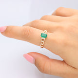 Abby 14K Yellow Gold Emerald-Cut Natural Zambian Emerald Ring